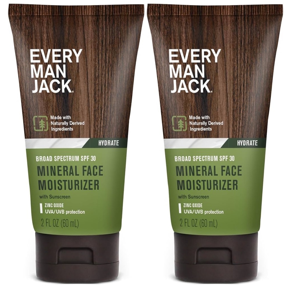 Pack of 2: Every Man Jack Men's Mineral Face Lotion with SPF 30 Sunscreen